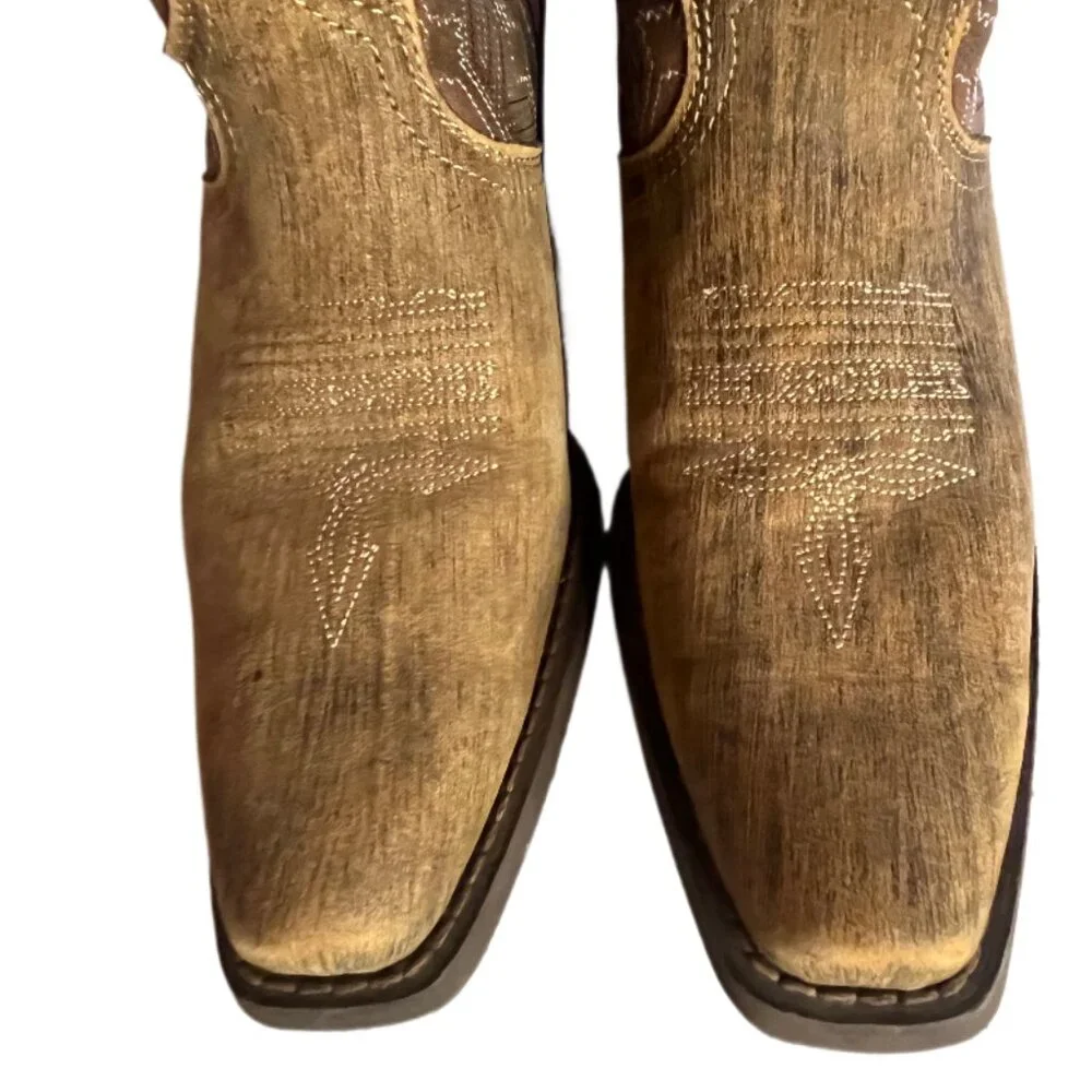 Durango Crush Driftwood Brown Leather Western Boots Lace-up Beaded Ties Size 8 - Picture 9 of 15